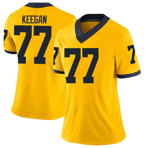 Trevor Keegan Michigan Wolverines Women's NCAA #77 Maize Limited Brand Jordan College Stitched Football Jersey URG6254JV